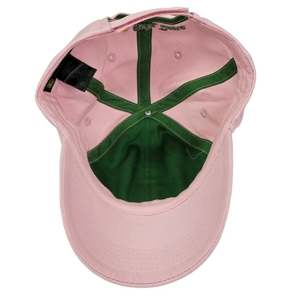 John Deere Logo Hat Women OS Pink Cotton Embroidered Adjustable Baseball Cap SEO